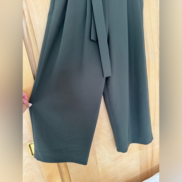 COS olive green paper bag high waist cropped wide leg pant with belt size 4 - Picture 4 of 8